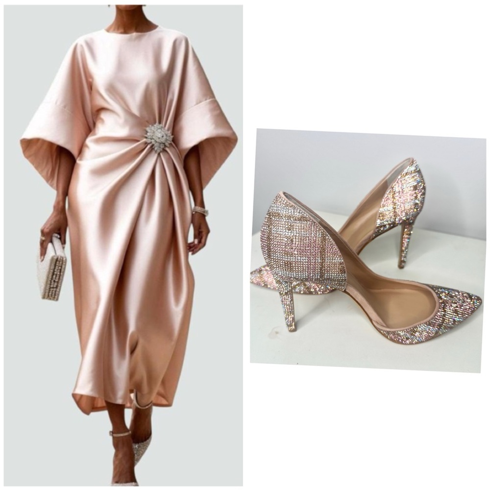 INC INTERNATIONAL CONCEPT RHINESTONE PINK BROWN PUMP- PRELOVED- 8.5